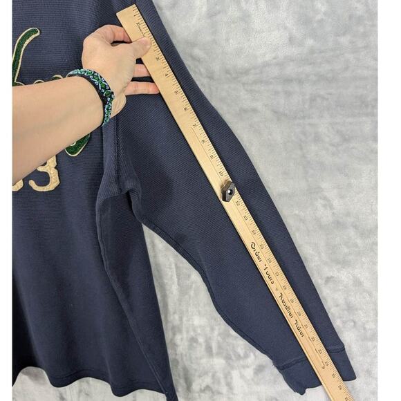 Old Navy Shirt XXL Navy Long Sleeve Thermal Waffle Knit Tribeca NYC 93 Graphic - Picture 6 of 10